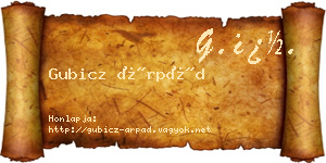 Gubicz Árpád névjegykártya